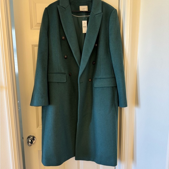 NWT LOFT Rich Teal Pea Coat - Picture 1 of 7